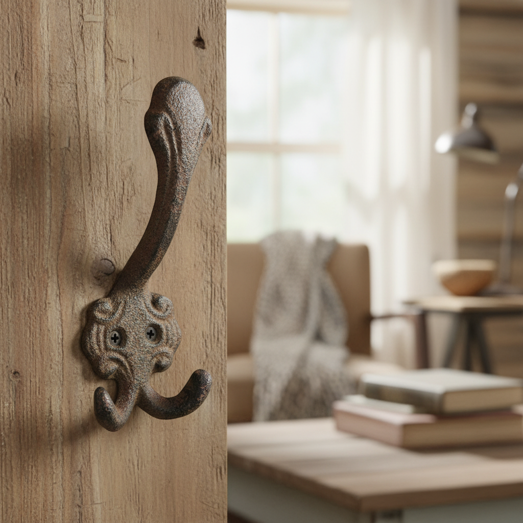 Wall Hook, Cast Iron Antique Distressed Finish for Coats, Keys or Towels