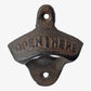 Open Here Wall Mount Bottle Opener, Cast Iron Rustic Bar Tool