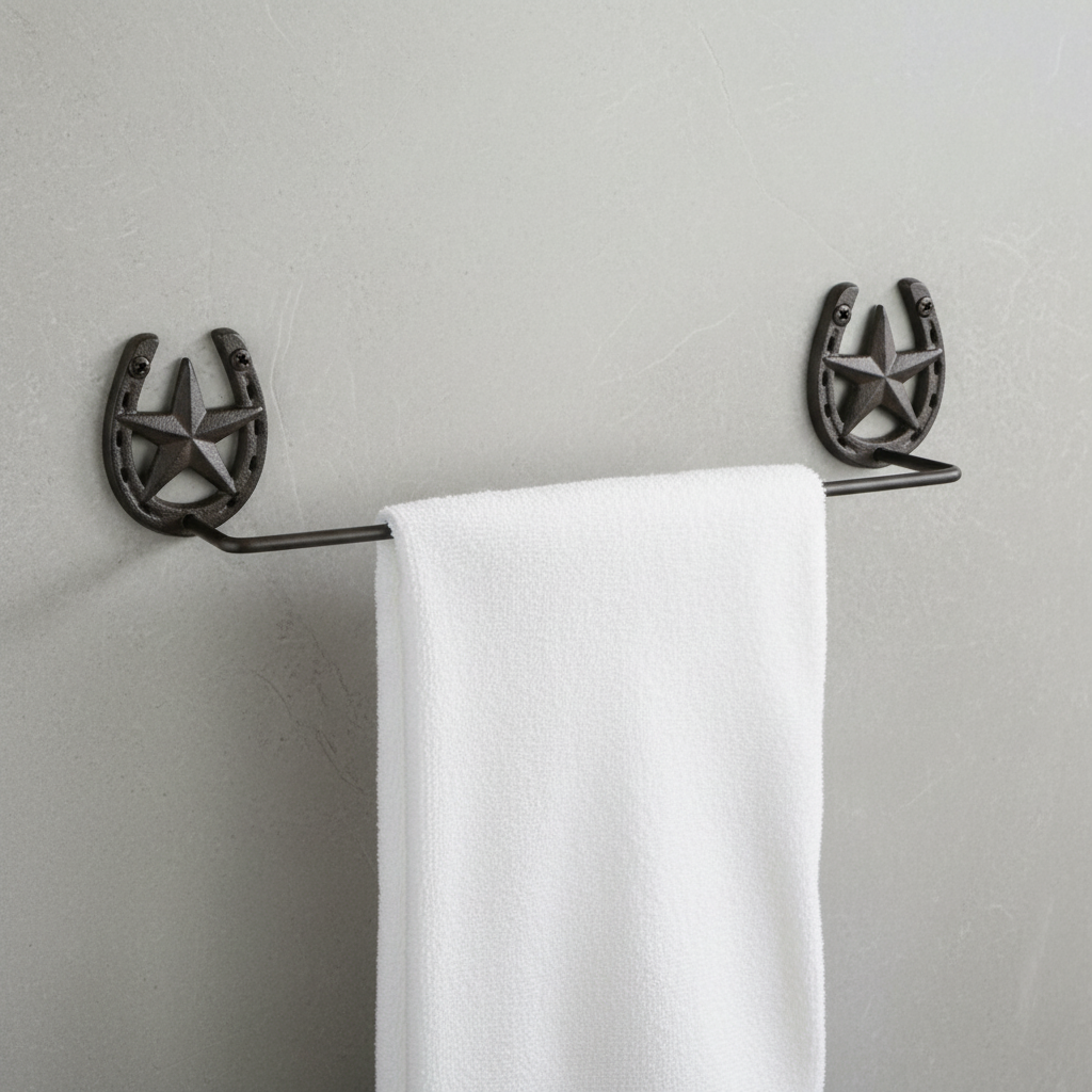 Horseshoe Towel Rack, Western Cast Iron for Bath or Kitchen