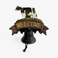 Cow Welcome Bell Sign, Cast Iron Farmhouse Front Door Decor