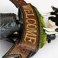 Cow Welcome Bell Sign, Cast Iron Farmhouse Front Door Decor