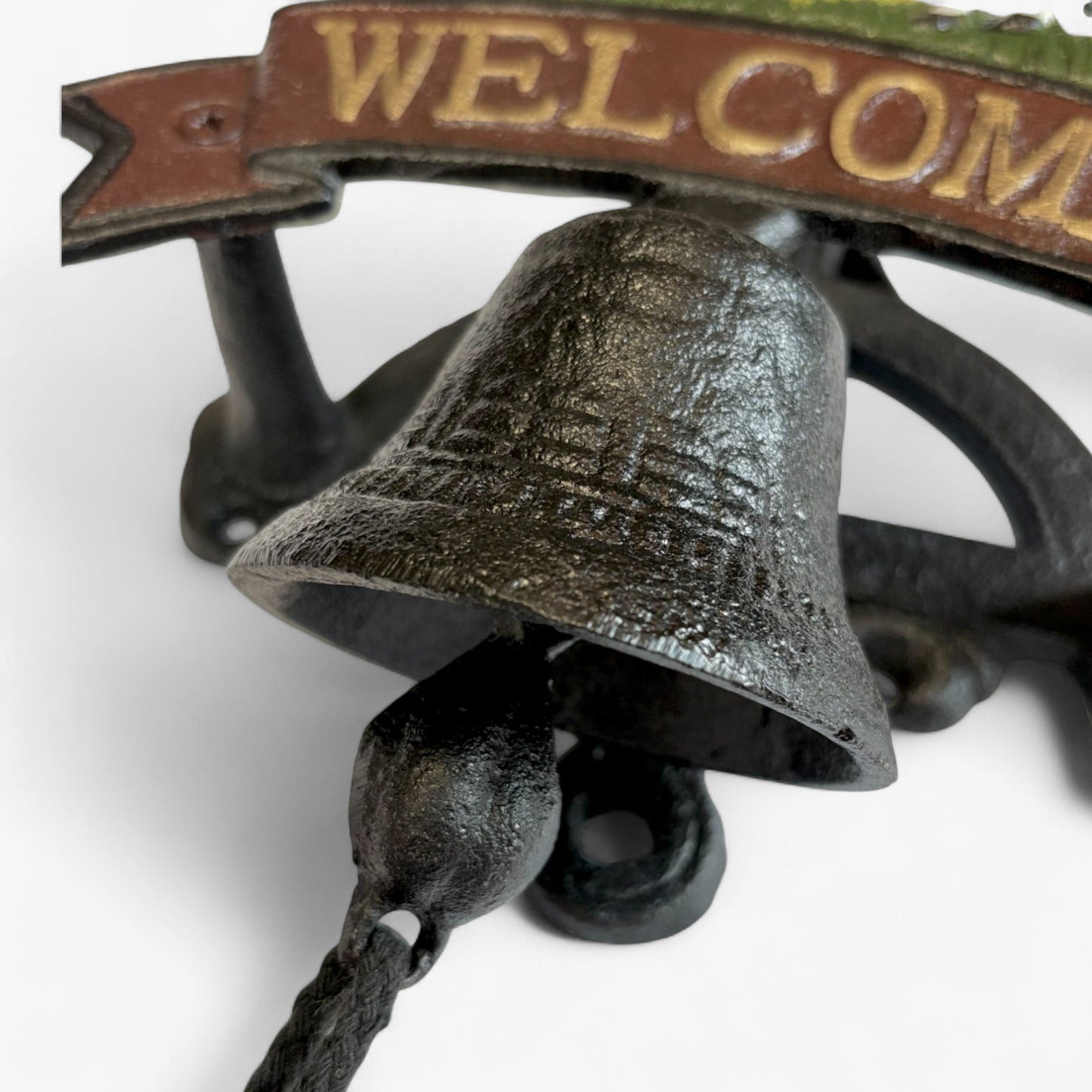 Cow Welcome Bell Sign, Cast Iron Farmhouse Front Door Decor