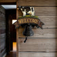 Cow Welcome Bell Sign, Cast Iron Farmhouse Front Door Decor