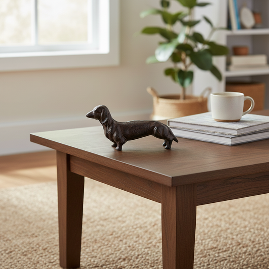 Small Dog Figurine, Cast Iron Shelf and Tabletop Home Decor