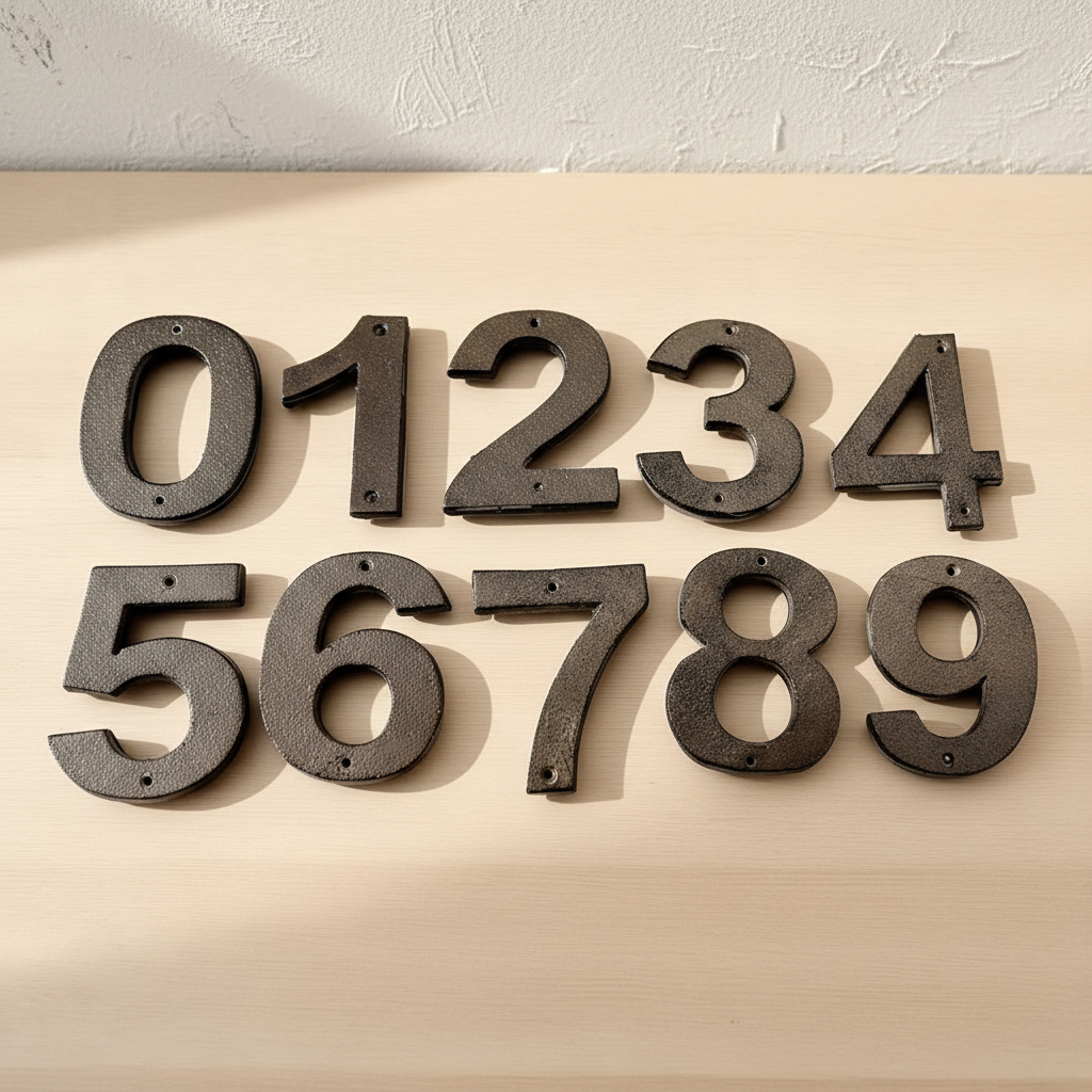 House Address Numbers, 5 Inch Cast Iron for Door or Mailbox