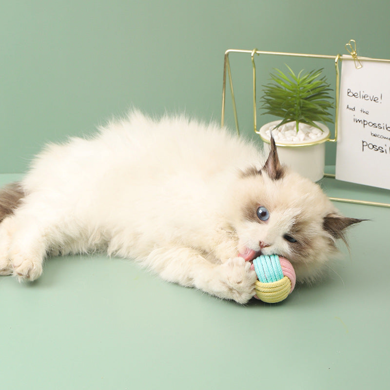 Handmade Cat Hair Ball Plush Cotton Ball To Relieve Boredom Self Training Interactive Toys For Grinding Pet Teeth