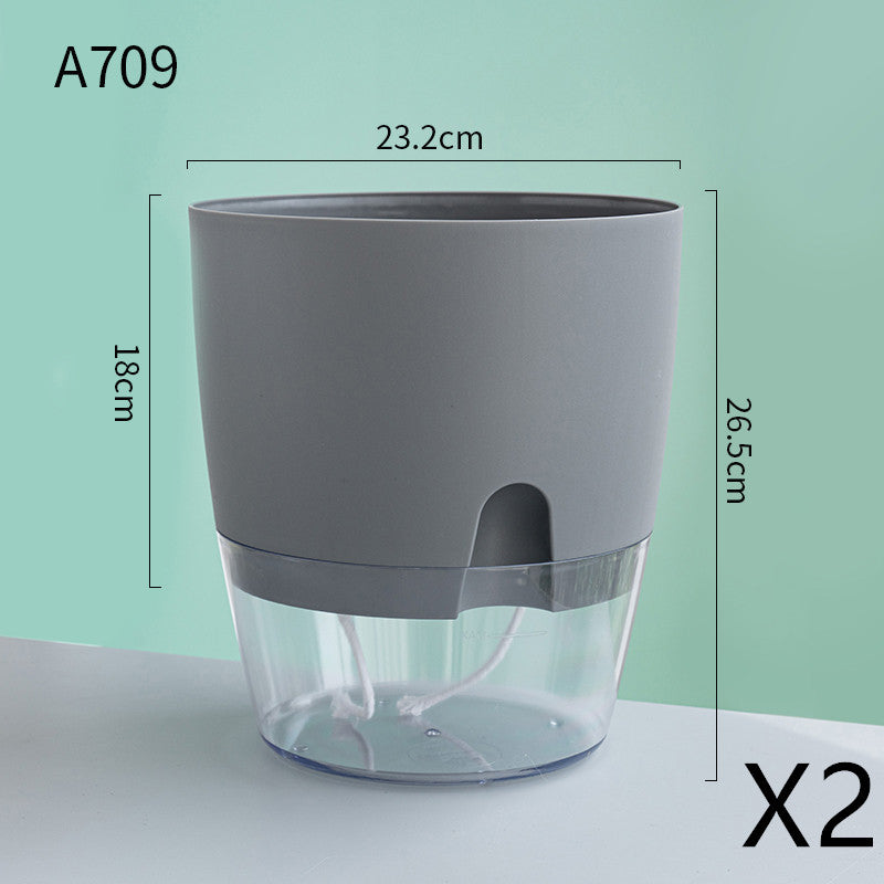 Automatic Water-Absorbing Flower Pot Plastic Resin Transparent Flower Pot