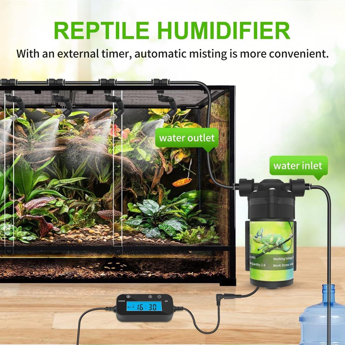 Automatic Reptile Mister with Timer & 6 Nozzles