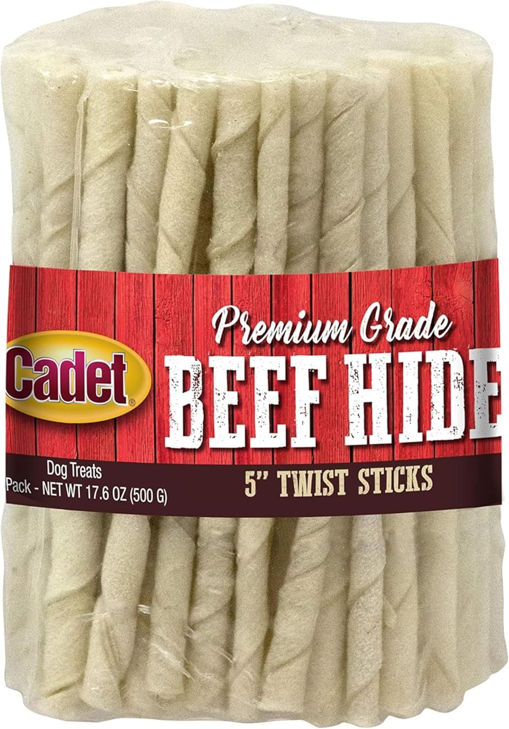 Twists de piel de res para perros Cadet, 5 pulgadas, 100 unidades