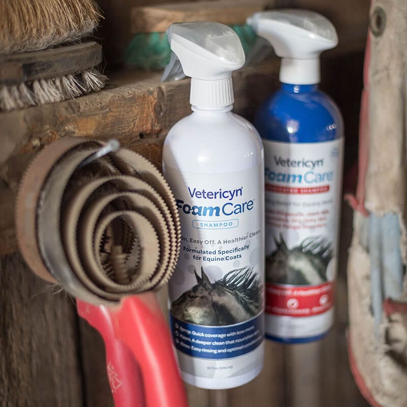 Vetericyn FoamCare Equine Shampoo for Healthy Clean Horse Coat 32 oz.