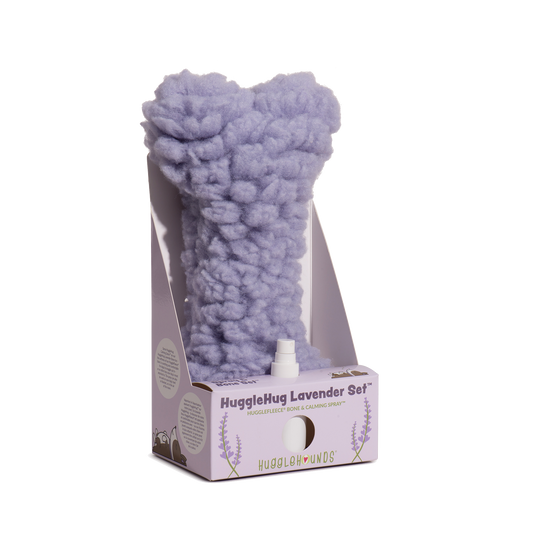 HuggleHug™ Lavender Bone & 2oz Calming Spray Dog Toy Set