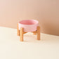 Pet Anti Rollover Ceramic With High Bamboo And Wood Frame Bowl