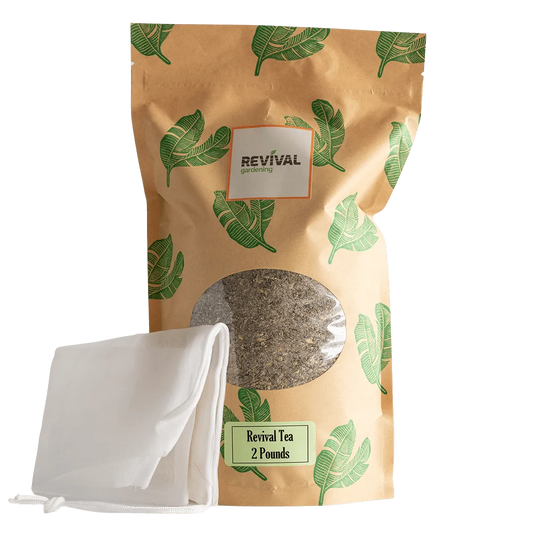 Revival Plant Tea - organic ingredients that you brew into a liquid tea and spray on plants weekly: