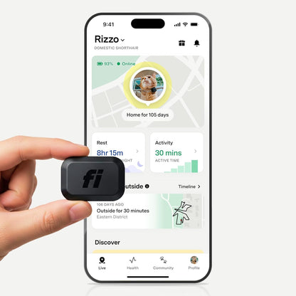 Fi Mini GPS Cat Tracker – Escape Alerts, 6-Week Battery & IP68 Waterproof
