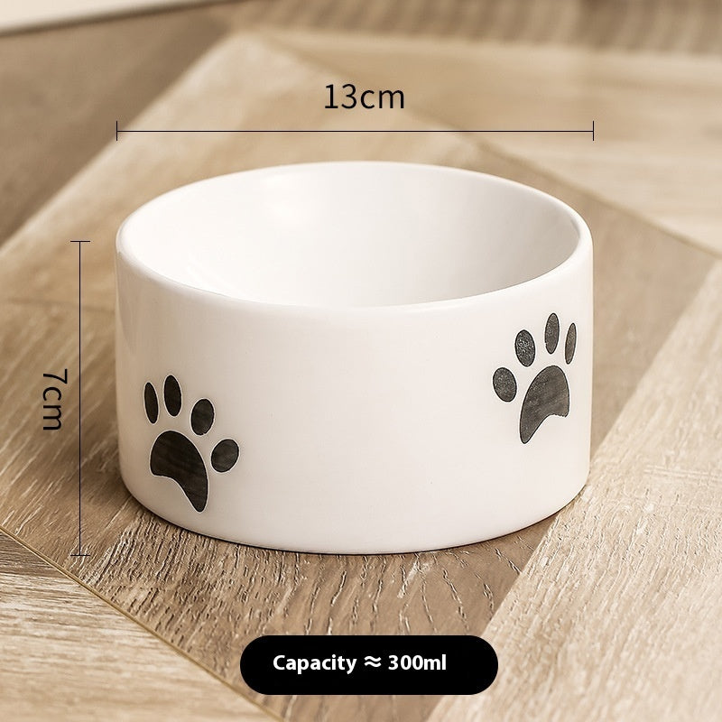 Drinking Water Neck Protection Pet Ceramic Oblique Mouth High Foot Food Basin