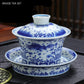 Luxurious 150ml Blue and White Porcelain Gaiwan – Handmade Tea Tureen