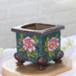 Korean-Style Hand-Painted Floral Ceramic Pot – Succulent & Bonsai Planter