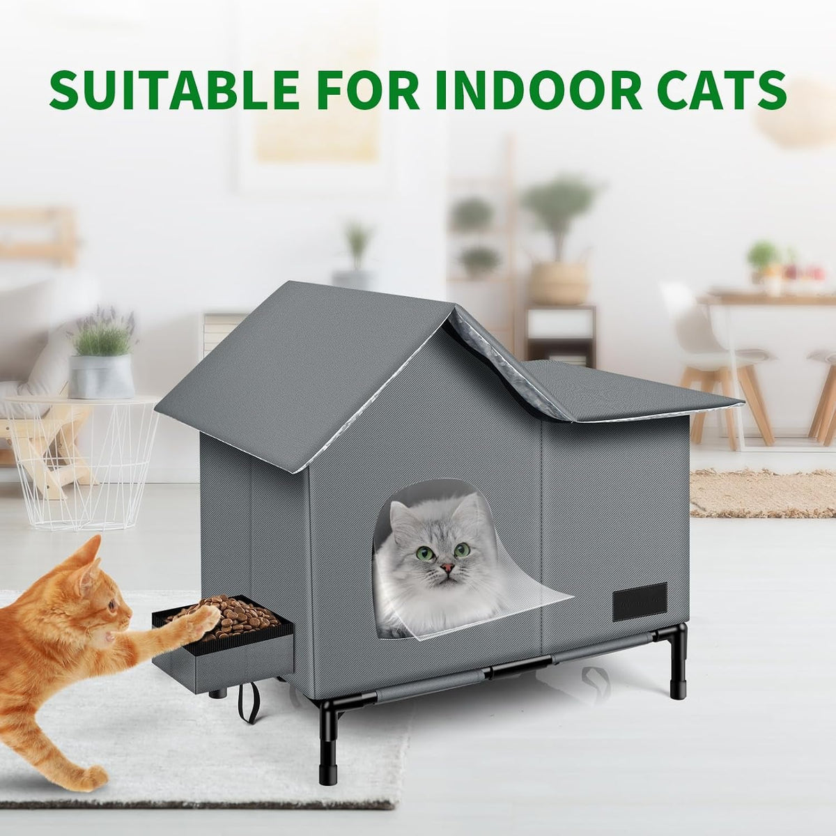 Insulated Weather-Resistant Heated Cat Shelter with Thermostatic Pad – Medium