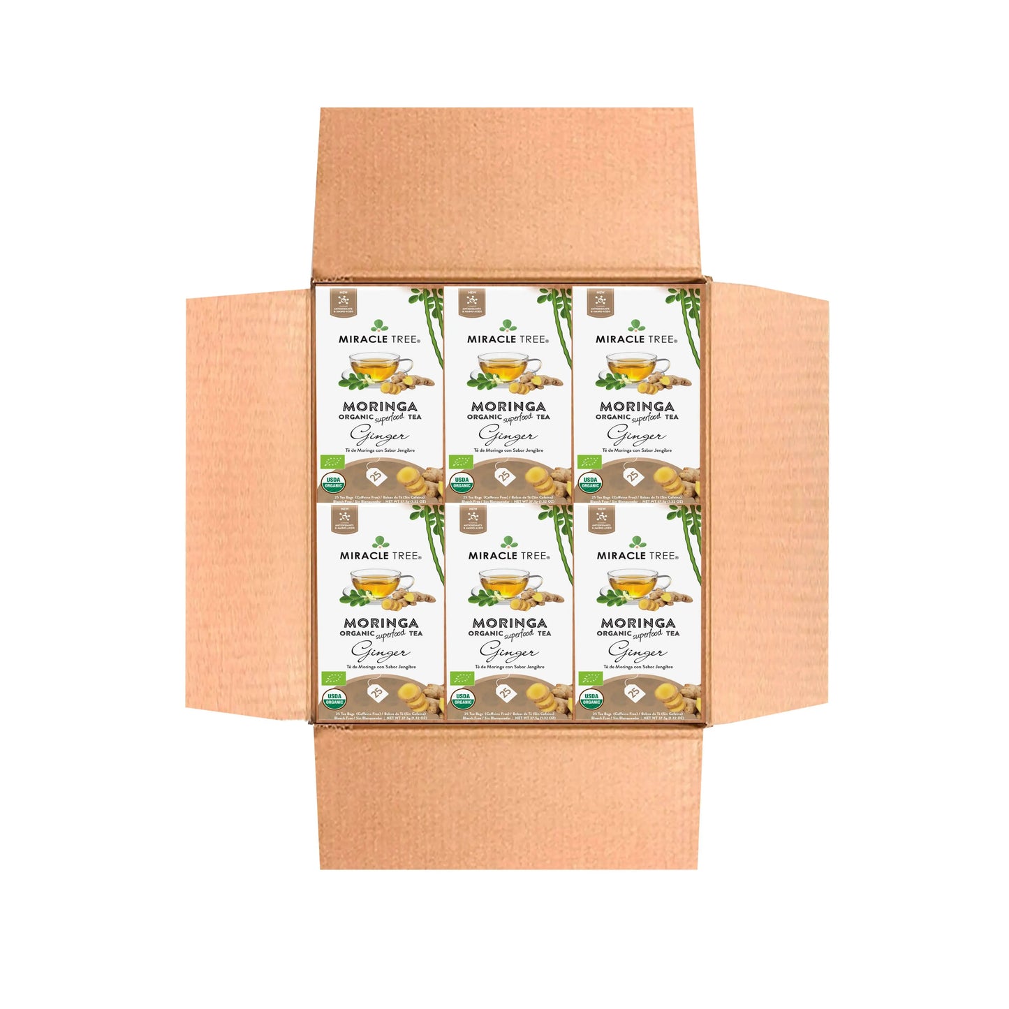 Organic Moringa Tea - Ginger - Caffeine-Free Herbal Tea