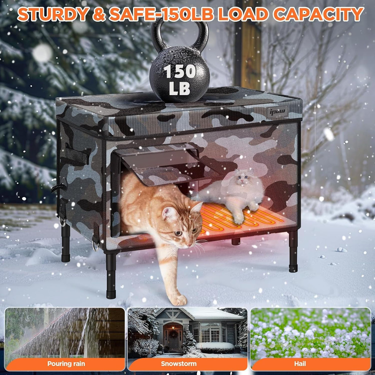 Heated Outdoor Cat House with 6-Layer Insulation – Medium & XL
