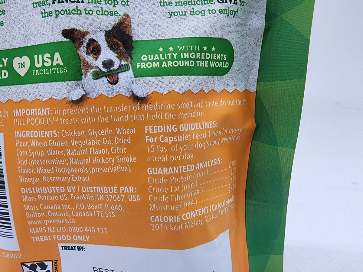GREENIES Bolsitas para pastillas de pollo 7.9 oz 30 unidades Premios para perros tamaño cápsula