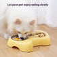 Cat Bowl Large And Small Eyes Slow Food Stainless Steel Two-in-one Pet Bowl