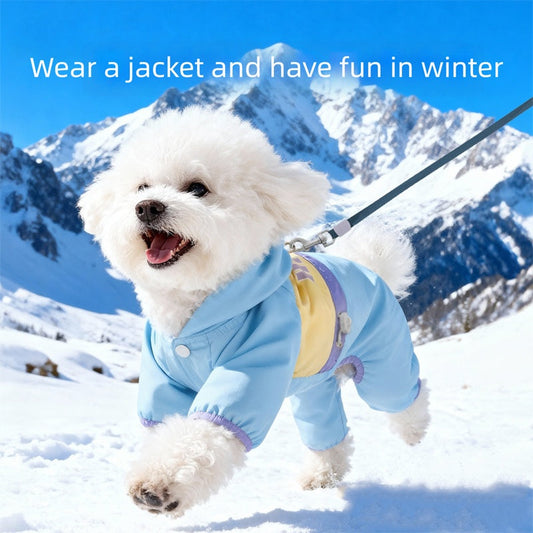 Winter Three-in-one Anti-collision Color Fleece Jacket For Small And Medium-sized Dogs, Bichon Frise Windproof High-end Four-legged Pet Clothing