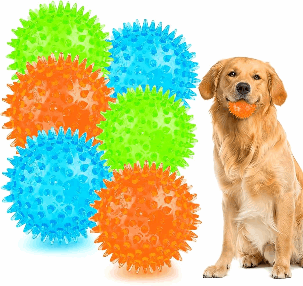 Pelotas chirriantes interactivas de 2.5” para cachorros, juguetes para la dentición, masticables para perros pequeños, limpieza dental y adiestramiento