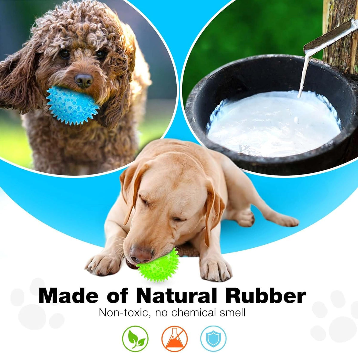 Pelotas chirriantes interactivas de 2.5” para cachorros, juguetes para la dentición, masticables para perros pequeños, limpieza dental y adiestramiento