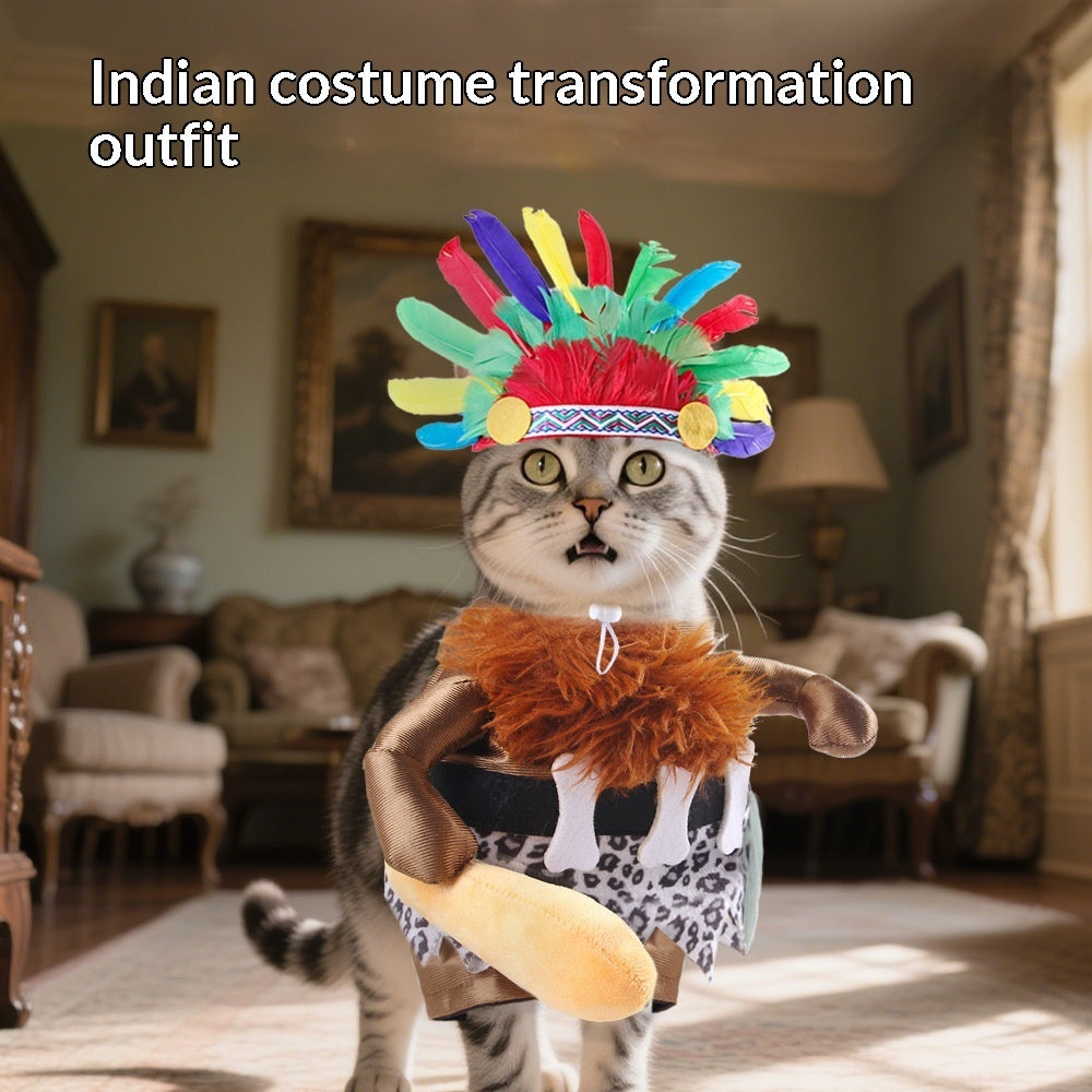Pet Costume Cat Transformation Funny Holiday Dress-Up Outfit