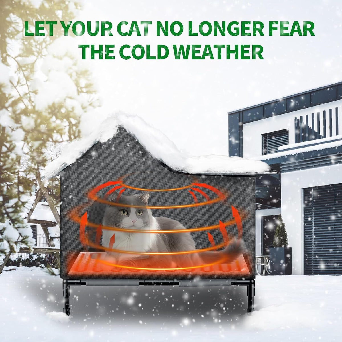 Insulated Weather-Resistant Heated Cat Shelter with Thermostatic Pad – Medium