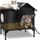 Heated Outdoor Cat House with Escape Door & Warming Pad – Medium & Large