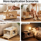 4-in-1 Wooden Cat Cave Bed & Side Table with Washable Cushion