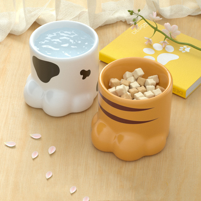 Cat Bowl Ceramic High Foot Protection Cervical Spine Large Caliber Basin