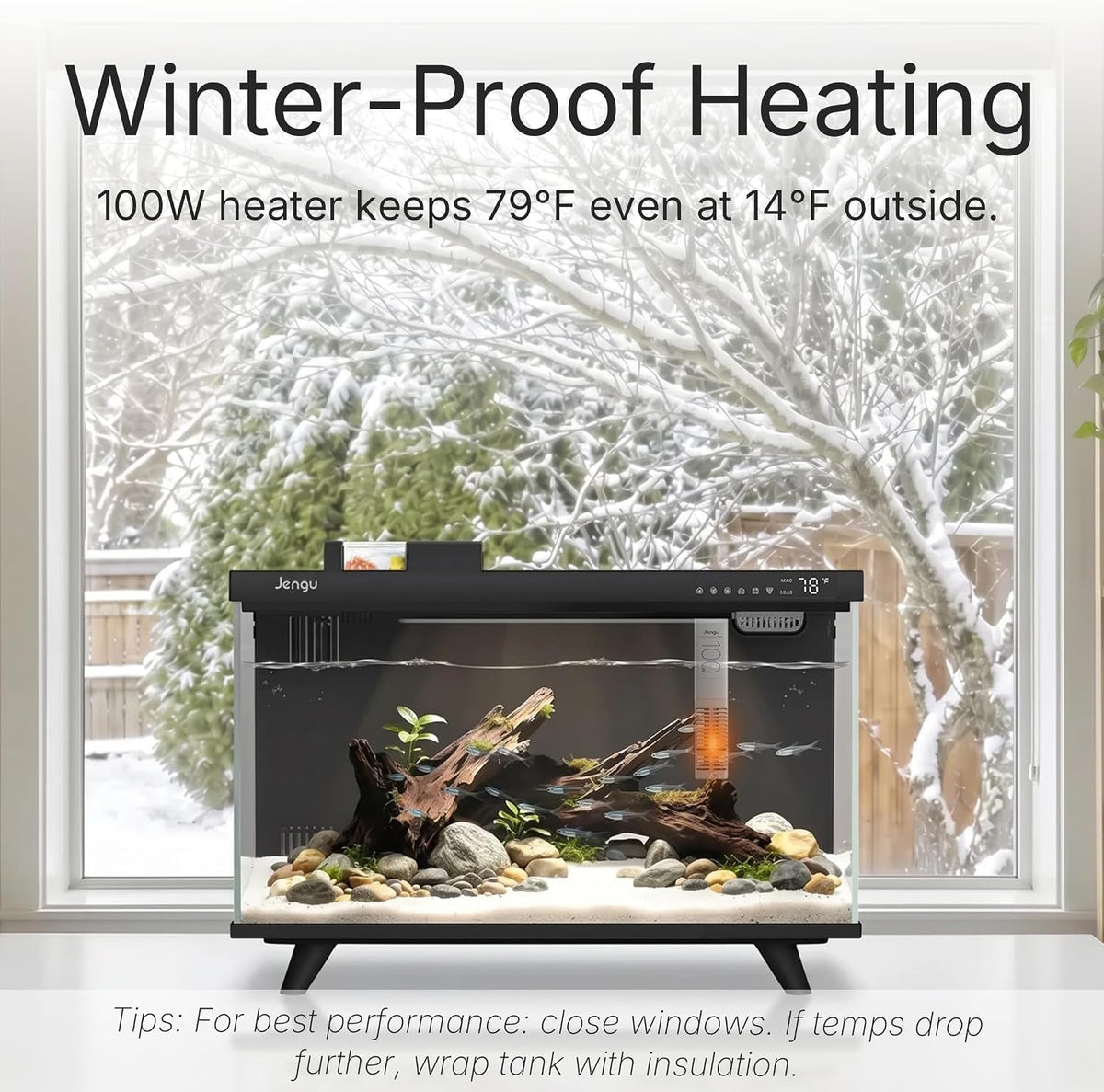 100W Aquarium Heater for M1 Smart Tank – Digital Thermostat