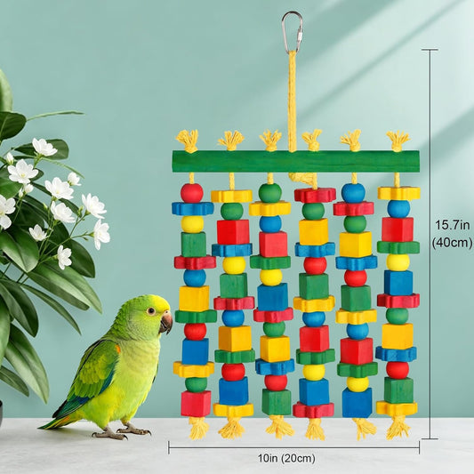 Large Parrot Toy Natural Wood Bird Chew Toy for Macaws Cockatoos