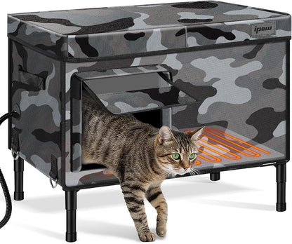 Heated Outdoor Cat House with 6-Layer Insulation – Medium & XL
