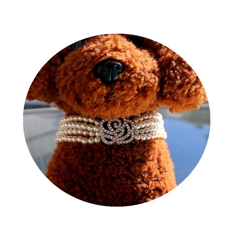 Four-row Pearl-studded Rose Cat And Dog Ornament Accessory
