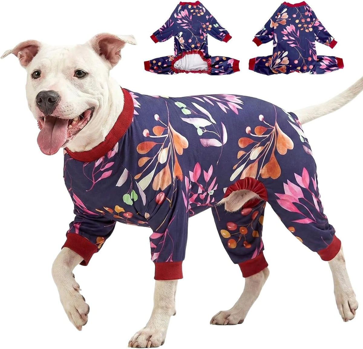 Large Dog Onesie Pajamas – 3 Prints, Sizes Medium–3XL