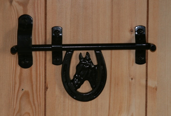 Newport Blacksmith Door Latch Horse Head Heavy Duty Steel Black Powder Coat