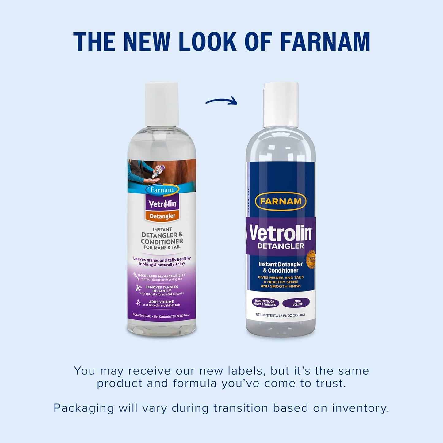 Farnam Vetrolin Instant Detangler & Conditioner Healthy Horses Mane and Tail 12 oz.