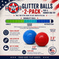 Pack de 2 juguetes para perros Glitter Ball | Pelota de búsqueda flotante de goma suave con dispensador de premios | Fabricado en EE. UU.