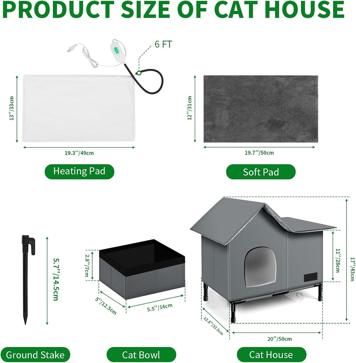 Insulated Weather-Resistant Heated Cat Shelter with Thermostatic Pad – Medium