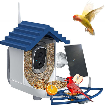 NAVFS Smart Bird Feeder Camera with Solar Panel, 2K Video & AI Bird ID