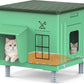 Heavy-Duty Heated Outdoor Cat House with Escape Door – Green or Grey, 2 Sizes