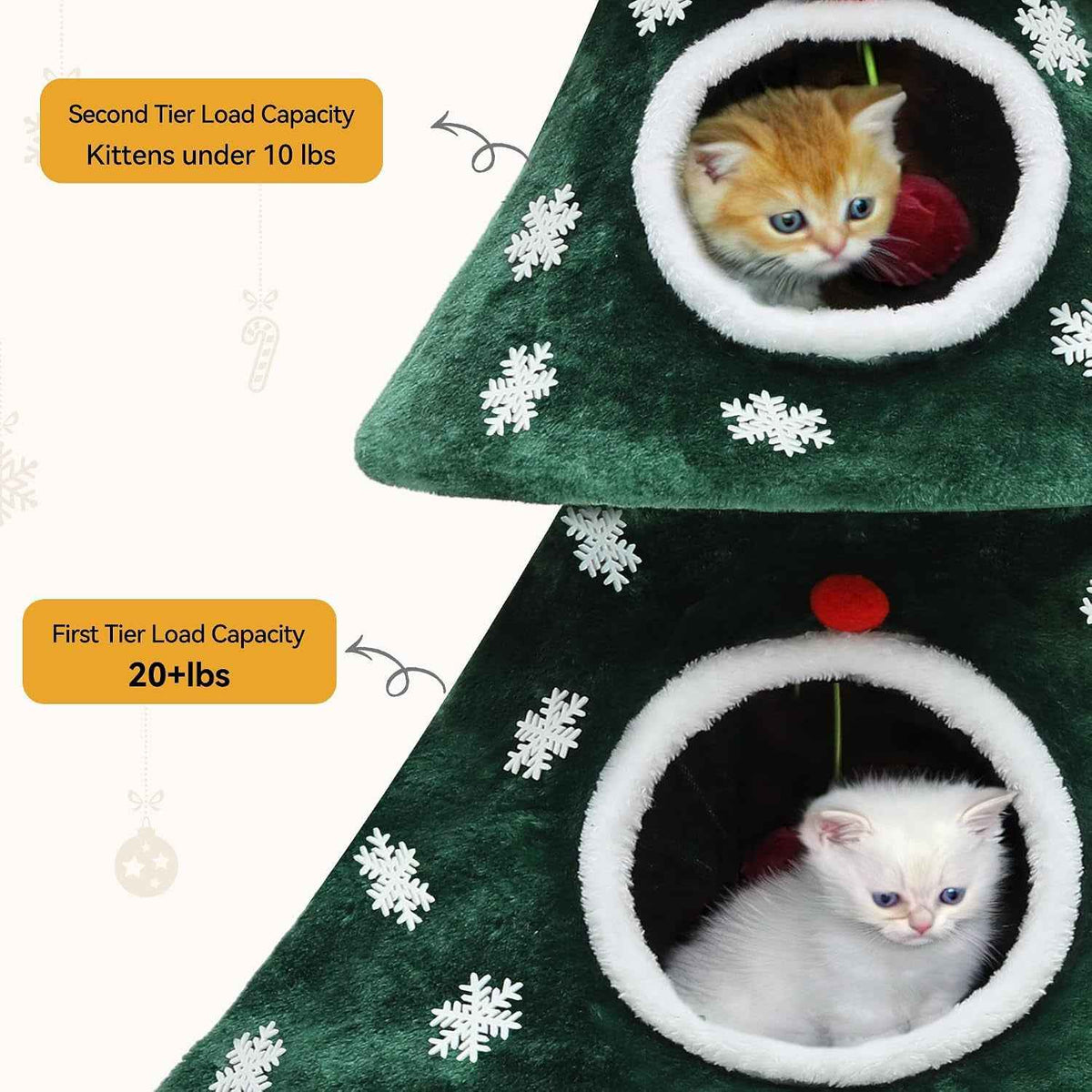 Christmas Cat Tree with 2-Story House – 60 & 63 Inch