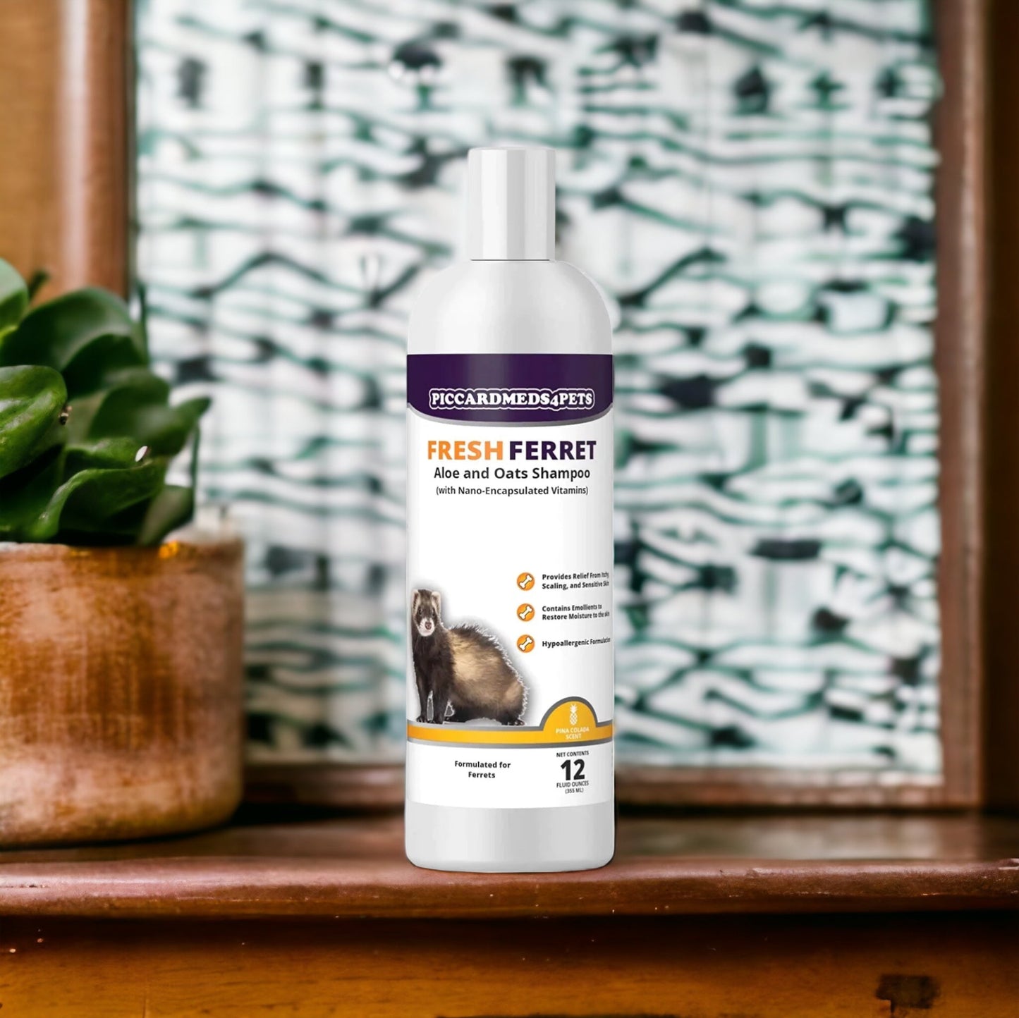 Piccardmeds4pets Fresh Ferret Aloe and Oats Shampoo 12 oz. + FREE Bandana!