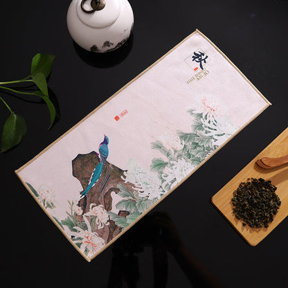 Deerskin Chinese Velvet Painted Zen Absorbent Tea Towel Cloth