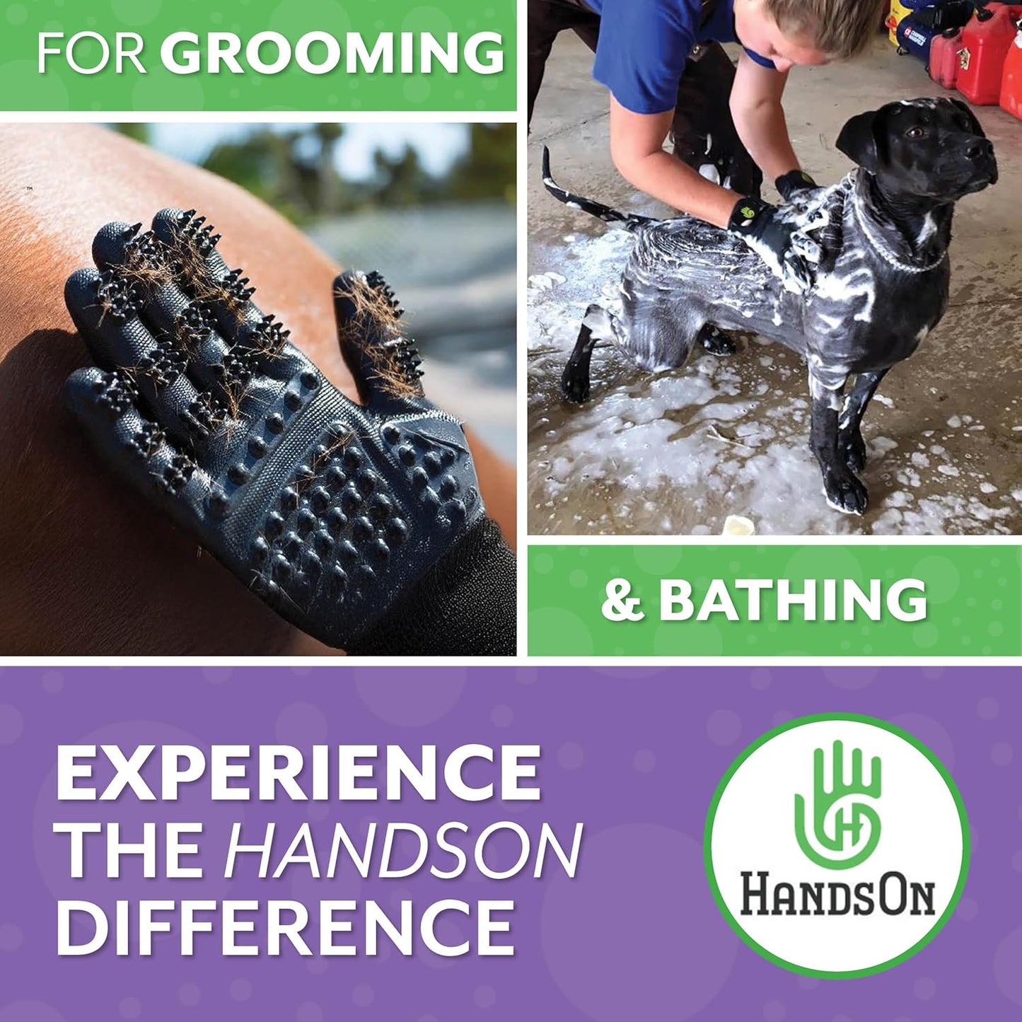 Davis Scruffy Horse Shampoo + HandsOn Grooming Gloves Large Size - Complete Grooming Kit
