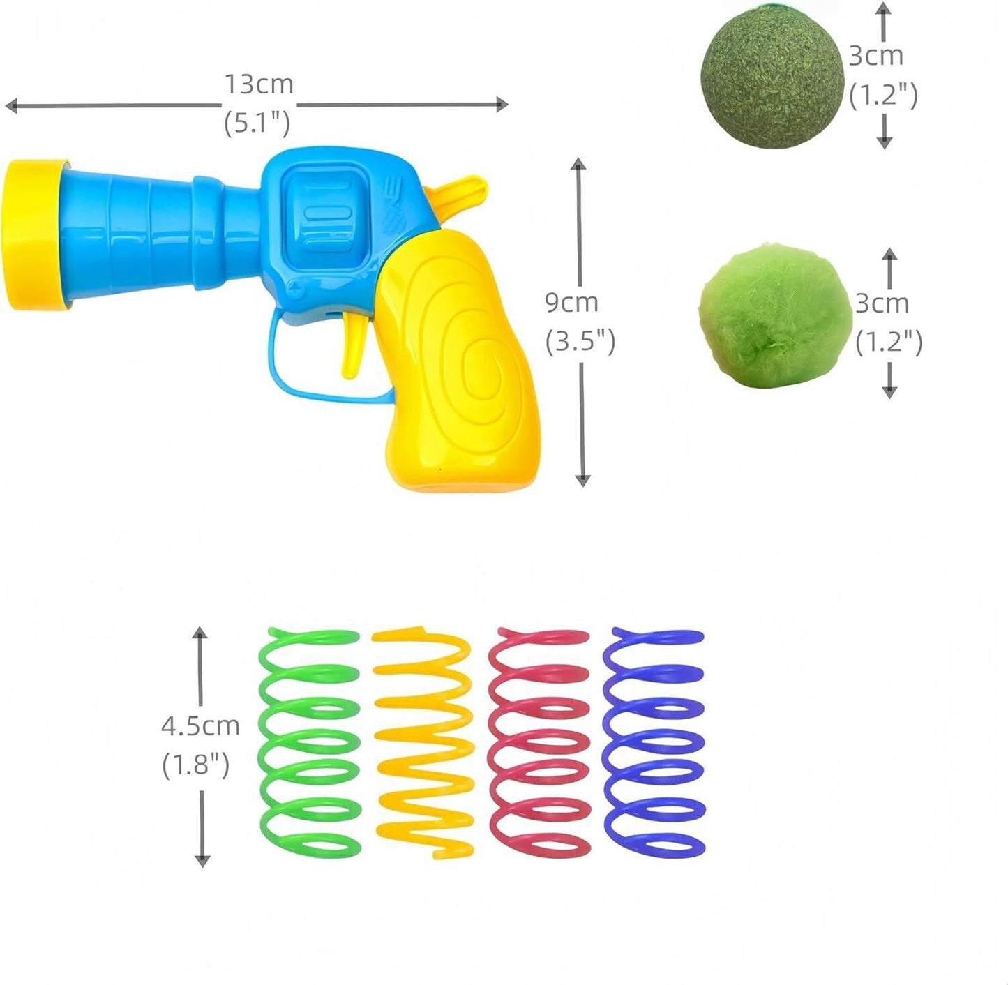 Cat Ball Gun Launcher Toy with 30pcs Colorful Stretch Plush Pom Pom Ball